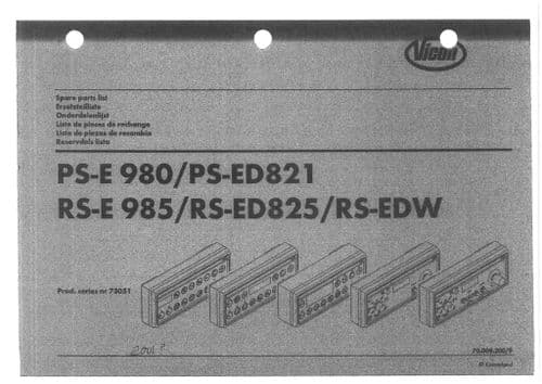Vicon Greenland Electronic Centre PS-E980 PS-ED821 RS-E985 RS-ED825 RS-EDW Series 73051 Parts Manual