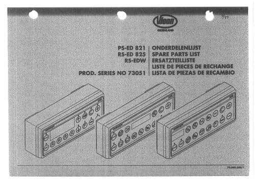 Vicon Greenland Electronic Centre PS-ED 821 RS-ED 825 RS-EDW Series 73051 Parts Manual