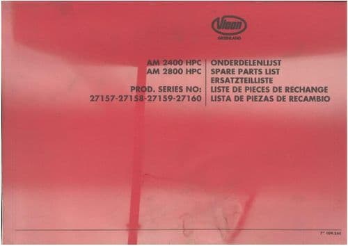 Vicon Greenland Mower AM2400 HPC & AM2800 HPC Parts Manual - AM 2400 2800 HPC