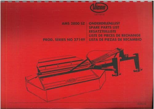 Vicon Greenland Mower Conditioner AMS 2800 SZ Parts Manual - AMS2800SZ