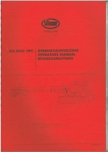 Vicon Greenland Mower KM 3000 HPC Operators Manual - KM3000HPC