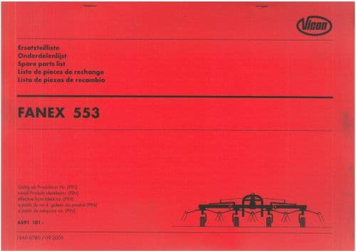 Vicon Hay Tedder Fanex 553 Parts Manual