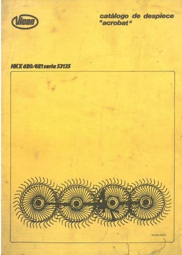 Vicon Hay Turner HKX620 HKX621 Series 53135 - Parts Manual - 620 621