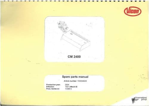 Vicon Kverneland Mower CM2400 Parts Manual - CM 2400