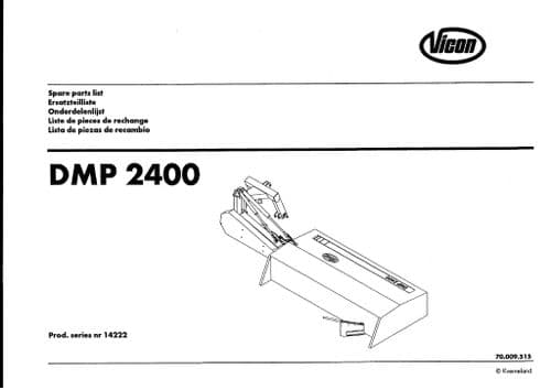 Vicon Kverneland Mower DMP2400 Parts Manual