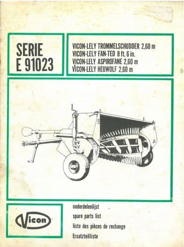 Vicon Lely Fan Ted  Series E91023 - Parts Manual -91023