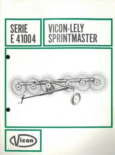 Vicon Lely Sprintmaster   Series E41004 -  Parts Manual - 41004