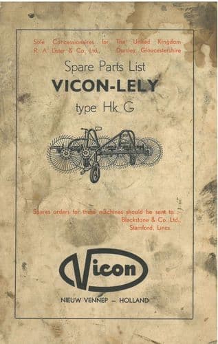 Vicon Lely  Tedder HK-G  Parts Manual
