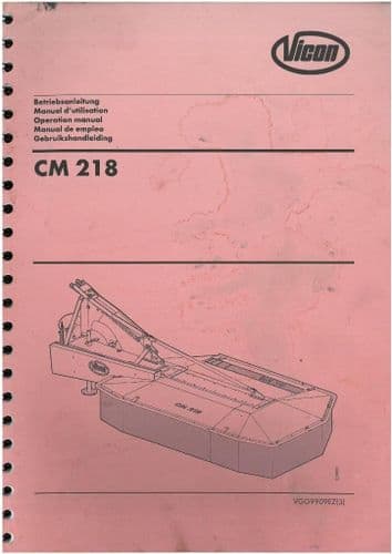 Vicon Mower CM 218 Operators Manual - CM218