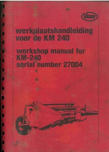 Vicon Mower Conditioner KM240 Workshop Service Repair Manual - KM 240