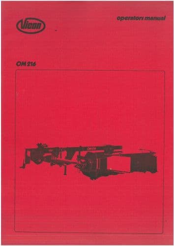 Vicon Mower Conditioner OM216 Operators Manual