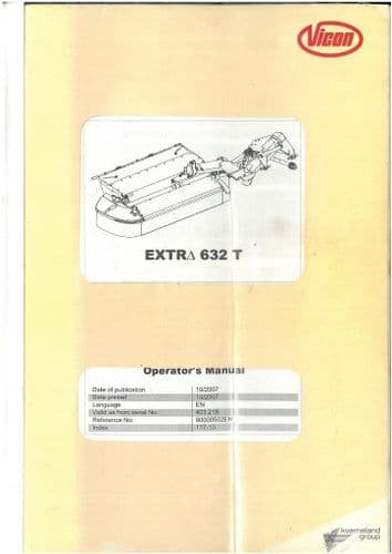 Vicon Mower Extra 632T Operators Manual - 632 T