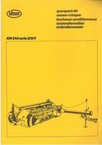 Vicon Mower KM240 - Parts Manual - 240