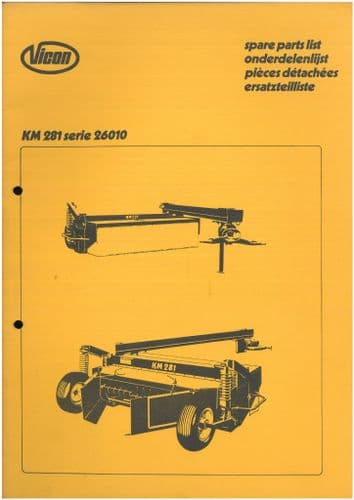 Vicon Mower KM281 Serie 26010 Parts Manual