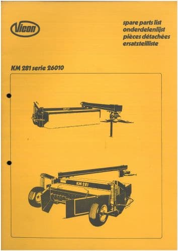 Vicon Mower KM281 Serie 26010 Parts Manual