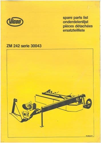 Vicon Mower ZM 242 Parts Manual - ZM242