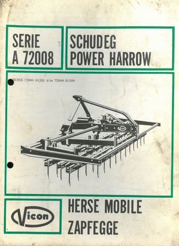 Vicon Power Harrow Series 72008 Parts Manual - 72008
