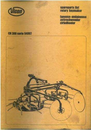 Vicon Rotary Haymaker CH300 Parts Manual - CH 300