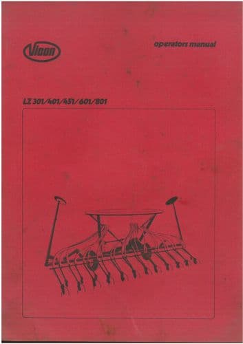 Vicon Seed Drill LZ 301 401 451 601 801 -  Operators Manual - 301 401 451 601 801