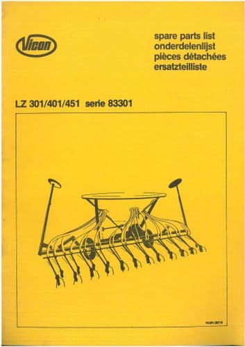 Vicon Seed Drill LZ 301 401 451 601 801 -  Parts Manual - 301 401 451 601 801 -