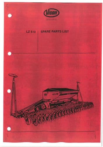 Vicon Seed Drill LZ 510 Parts Manual - LZ510