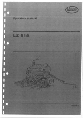 Vicon Seed Drill LZ 515 Operators Manual LZ515