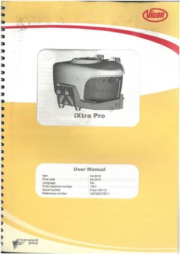 Vicon Sprayer iXtra Pro  Operators Manual
