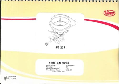 Vicon Spreader PS 225 Parts Manual - PS225