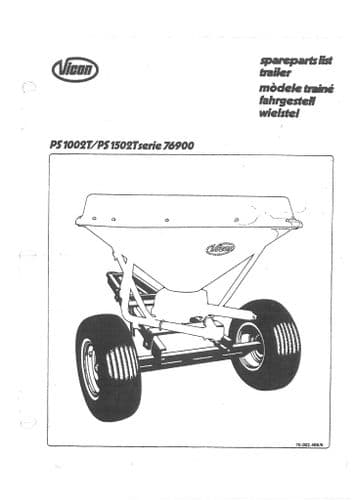 Vicon Spreader PS1002T PS1502T Parts Manual