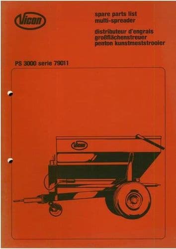Vicon Spreader PS3000 Parts Manual