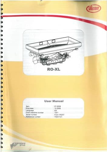 Vicon Spreader RO-XL Operators Manual