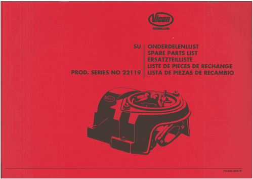 Vicon  SU Parts Manual