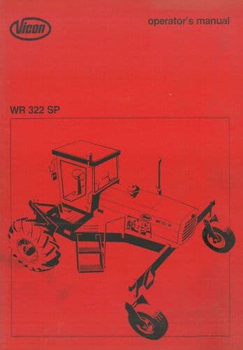 Vicon Swather  WR322SP -  Operators Manual - 322