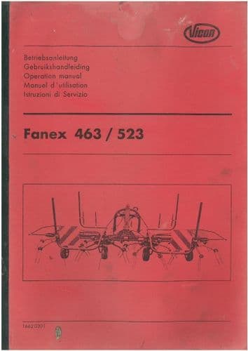 Vicon Tedder Fanex 463 & 523 Operators Manual