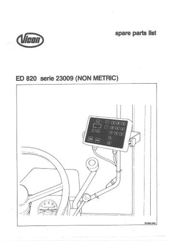 Vicon Vari Meter ED820 Serie 23009 NM Non Metric Parts Manual