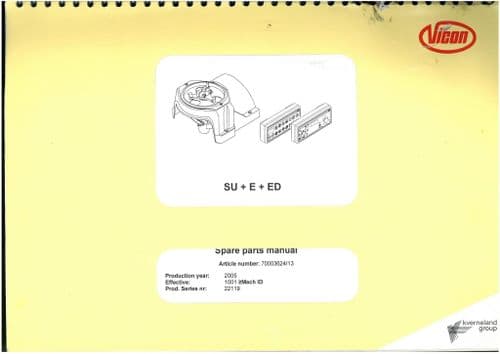 Vicon Vari Spreader and Control Unit - SU + E + ED Parts Manual