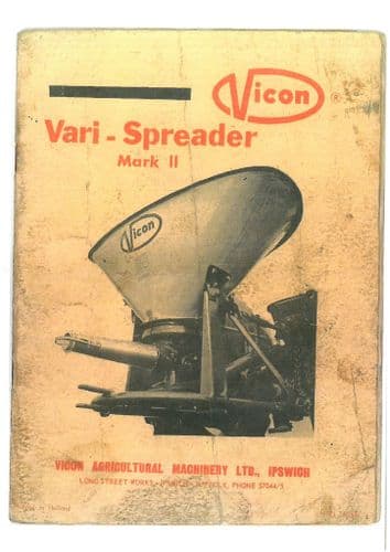 Vicon Vari Spreader MKII Operators Manual with Parts List