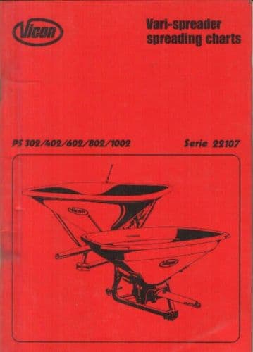 Vicon Vari Spreader PS 302 402 602 802 1002 Spreading Charts