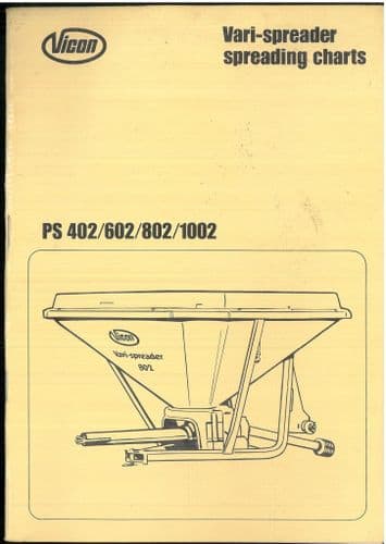 Vicon Vari Spreader PS 402 602 802 1002 Spreading Charts