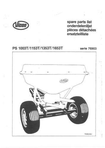 Vicon Vari Spreader PS1003T PS1153T PS1353T PS1653T Series 76903 Parts Manual