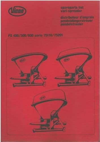 Vicon Vari Spreader PS400 PS500 PS600 Parts Manual
