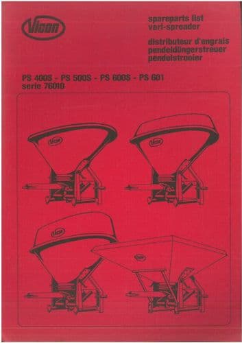 Vicon Vari Spreader PS400 PS500 PS600 PS601 Serie 76010 Parts Manual
