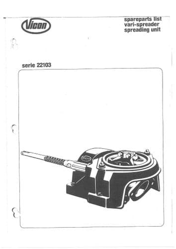 Vicon Vari Spreader Serie 22103 Parts Manual
