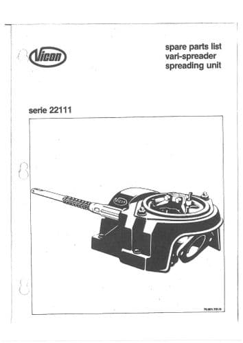 Vicon Vari Spreader Serie 22111 Parts Manual