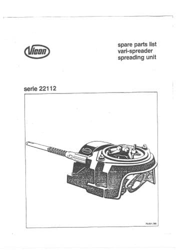 Vicon Vari Spreader Serie 22112 Parts Manual