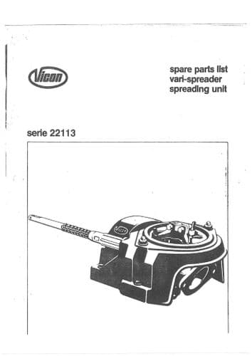 Vicon Vari Spreader Serie 22113 Parts Manual