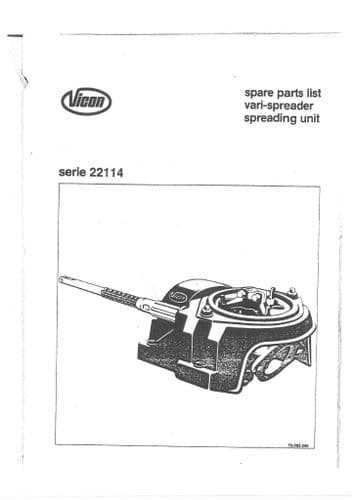 Vicon Vari Spreader Serie 22114 Parts Manual