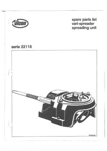 Vicon Vari Spreader Serie 22116 Parts Manual