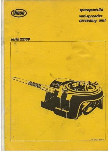 Vicon Vari Spreader Spreading Unit Parts Manual - Serie 22109