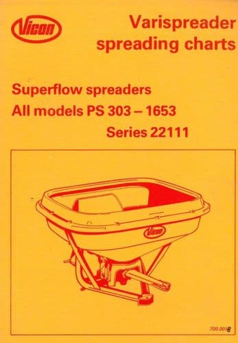 Vicon Varispreader Spreading Charts  All models PS 303 1653  Series 22111- Spreading Charts -
